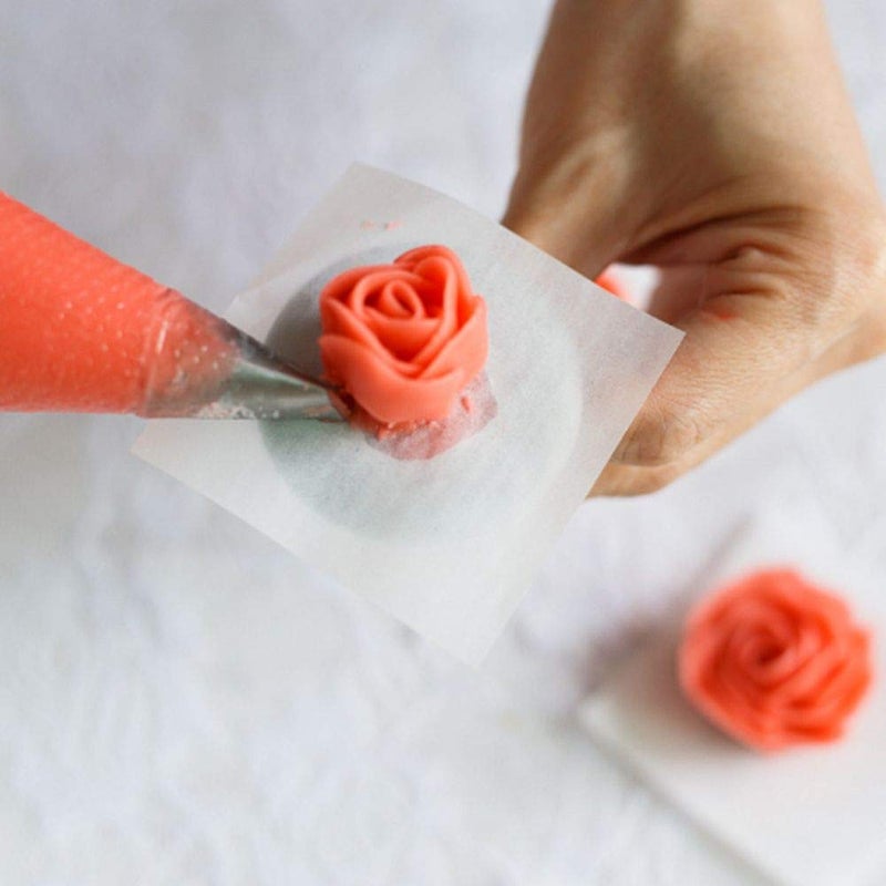 EORTA 1500 Pcs Flower Lifter Paper Cream Piping Paper Disposable Piping Flower Transfer Wax Paper Cake Frosting/Icing/Sugar Sheets for Cake Dessert Pastry Decoration, 3 Sizes - Image 1